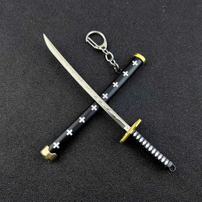 Mini Roronoa Zoro Samurai Sword Keychain Anime Scabbard Key Ring Katana Buckle Key Chain for Men Women Cosplay Toy Jewelry Gift