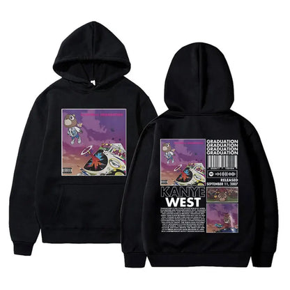 Rapper Kanye West Graduation Printed Hoodie Male Cool Streetwear Unisex Hip Hop Sweatshirt Oversized Men'S Casual Loose Hoodies