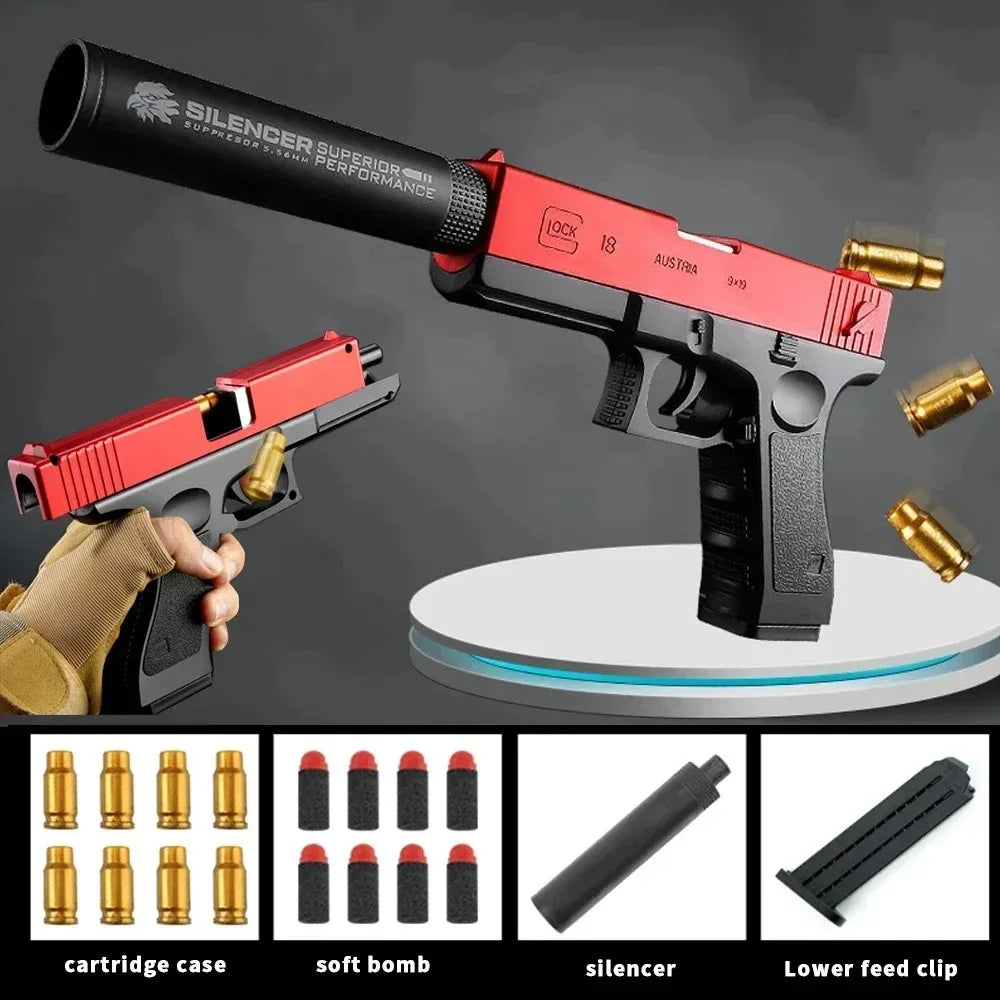 Soft Bullet Toy Gun for 6+ Kids Outdoor Combat Weapon Eat Chicken Toys with Silencer Foam Ejection Toy Gun Toy for Boys Girls