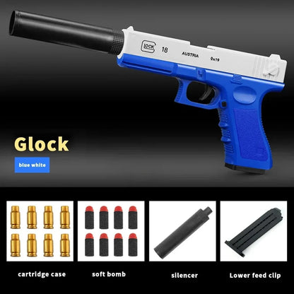 Soft Bullet Toy Gun for 6+ Kids Outdoor Combat Weapon Eat Chicken Toys with Silencer Foam Ejection Toy Gun Toy for Boys Girls