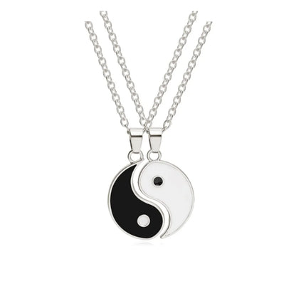 2 Pcs Tai Chi Yin Yang Eight Trigrams Pendant Necklaces Set